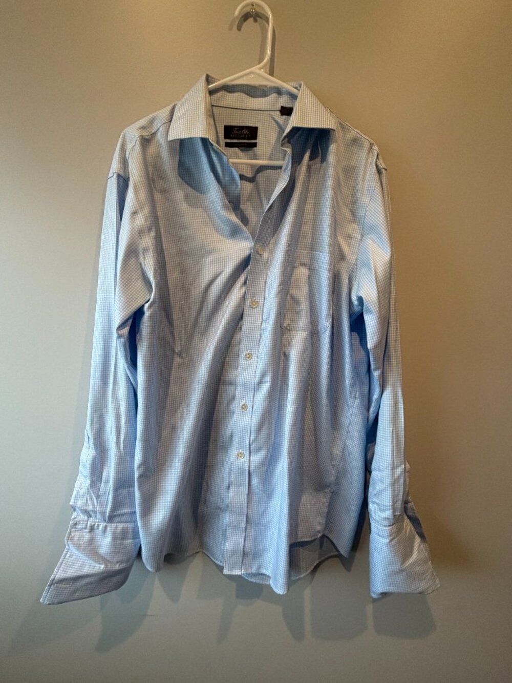 Tasso Elba Regular Fit 15 1/2 Medium Light Blue Long Sleeve Collared Dress Shirt